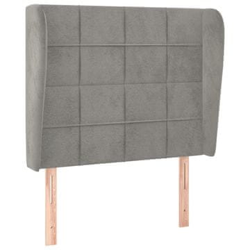 Vidaxl Vzglavje z ušesi svetlo sivo 83x23x118/128 cm žamet