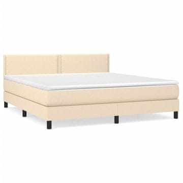 Vidaxl Box spring postelja z vzmetnico krem 180x200 cm blago