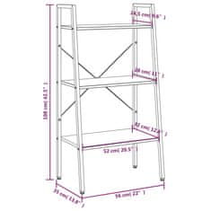 Vidaxl 3-nadstropni stoječi regal temno rjav in črn 56x35x108 cm