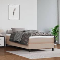 shumee vidaXL Vzmetnica z žepkasto vzmetjo kapučino 90x190x20 cm umetno usnje