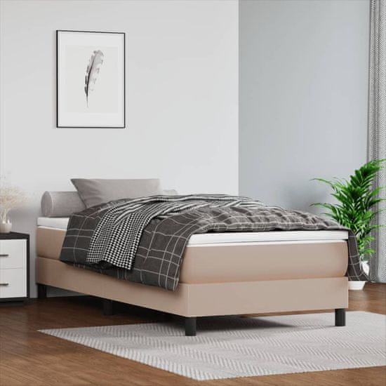 shumee vidaXL Vzmetnica z žepkasto vzmetjo kapučino 90x190x20 cm umetno usnje