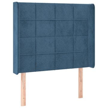 Vidaxl Vzglavje z ušesi temno modro 103x16x118/128 cm žamet