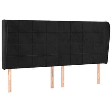 Vidaxl Vzglavje z ušesi črno 203x23x118/128 cm žamet