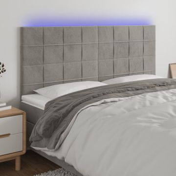 Vidaxl vidaXL Vzglavje z LED svetlo sivo 180x5x118/128 cm žametno