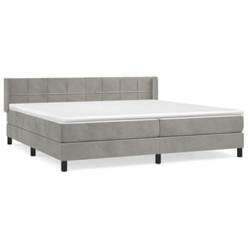 Vidaxl Box spring postelja z vzmetnico svetlo siva 200x200 cm žamet