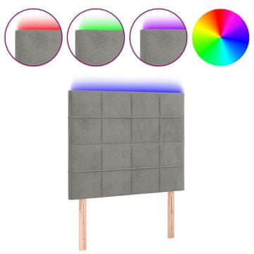 Vidaxl LED posteljno vzglavje svetlo sivo 100x5x118/128 cm žamet