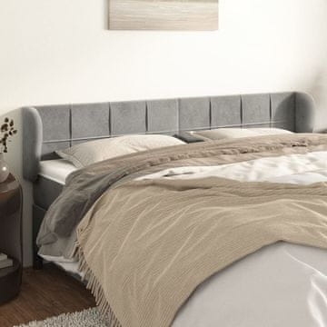 Vidaxl vidaXL Vzglavnik s krilci svetlo siv 183x23x78/88 cm žamet