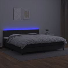 Vidaxl Box spring postelja z vzmetnico LED črna 200x200cm umetno usnje
