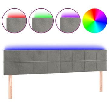 Vidaxl LED posteljno vzglavje svetlo sivo 160x5x78/88 cm žamet