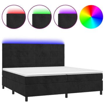 Vidaxl Box spring postelja z vzmetnico LED črna 200x200 cm žamet