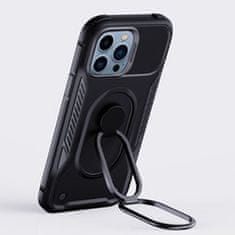 Joyroom Etui za iPhone 14 Pro oklepni ovitek s stojalom in obročnim držalom, črn