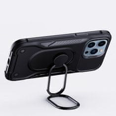 Joyroom Etui za iPhone 14 Pro oklepni ovitek s stojalom in obročnim držalom, črn