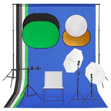 Vidaxl Studijski komplet z lučjo, ozadjem in fotografsko mizo