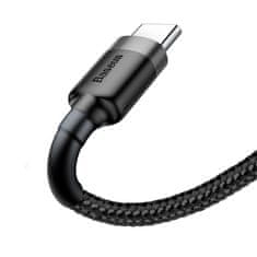 BASEUS Trpežni, prožen USB-C kabel QC3.0 3A 1M, črno-siv