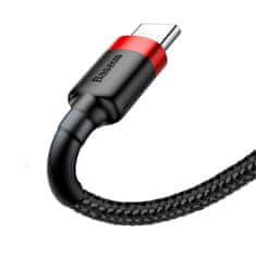 BASEUS Vzdržljiv najlonski kabel USB - USB-C QC3.0 3A 0,5M črna/rdeča
