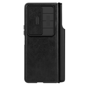 Nillkin qin leather pro case za samsung galaxy z fold 4 ovitek s pokrovom za kamero in mestom za pisalo črn