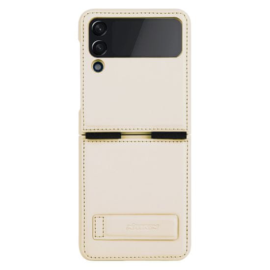 Nillkin qin vegan leather case za samsung galaxy z flip 4 ovitek iz ekološkega usnja, zlato stojalo