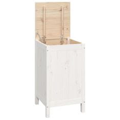 Vidaxl Zaboj za perilo bel 44x44x76 cm trdna borovina