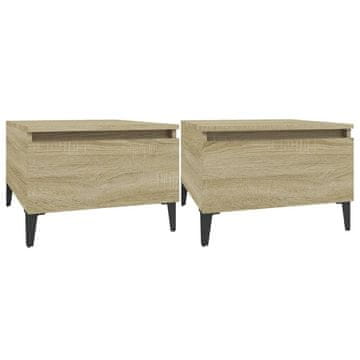 Vidaxl Stranska mizica 2 kosa sonoma hrast 50x46x35 cm inženirski les