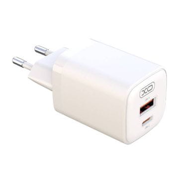 XO L96 omrežni polnilnik, USB, USB-C, 30 W (bel)
