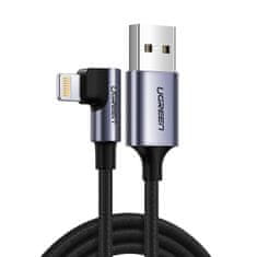 Ugreen Kotni kabel za iPhone USB - Lightning MFI 2,4 A 1 m črn