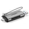 Ugreen Univerzalni čitalnik kartic SD micro SD za USB 3.0 in USB-C 3.0, siv