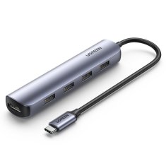 Ugreen adapter USB Type C - HDMI / 4 x USB siva (CM417)