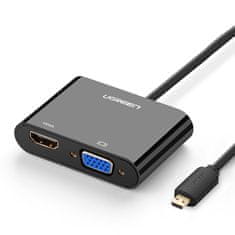 Ugreen video adapter micro HDMI - HDMI + VGA 30cm črn (MM115)