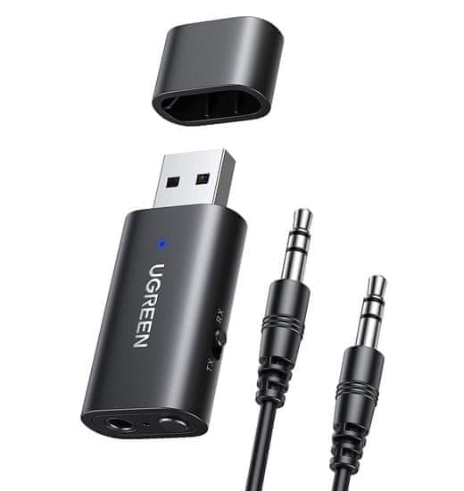 Ugreen Brezžični oddajnik + sprejemnik Bluetooth 5.1 avdio adapter 3,5 mm mini jack črn