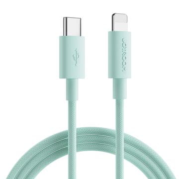 Joyroom vzdržljiv kabel usb type c - lightning za hitro polnjenje / prenos podatkov 20w 0,25m zelen (s-02524m13)