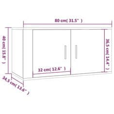 Vidaxl Stenska TV omarica 2 kosa betonsko siva 80x34,5x40 cm