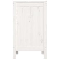 Vidaxl Zaboj za perilo bel 44x44x76 cm trdna borovina