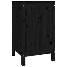 Vidaxl Zaboj za perilo črn 44x44x76 cm trdna borovina