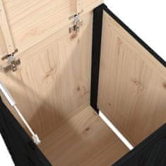 Vidaxl Zaboj za perilo črn 44x44x76 cm trdna borovina