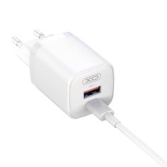 XO L96 omrežni polnilnik, USB, USB-C, 30 W (bel)