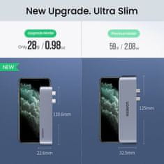 Ugreen Večnamenski HUB priključek za MacBook Pro / Air 2x USB-C na USB-C HDMI 3x USB 3.0 - siv