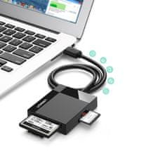 Ugreen Čitalnik pomnilniških kartic SD / micro SD / CF / MS vtič USB 3.0 1 m – črn