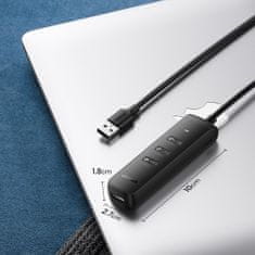Ugreen HUB 4v1 USB - 4x USB Type A 3.0 PD DC 12V 0,25 m črn (CM416 10915)
