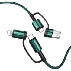 Joyroom 4v1 USB Type C / USB - USB Type C / Lithtning Quick Charge Power Delivery 3 A 60 W 1,8 m zelen kabel (S-1830G3)
