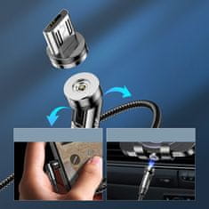 Joyroom 3v1 magnetni kabel USB - Lightning / USB tipa C / micro USB polnilni kabel 2,4A 1,2 m črn (S-1224X2 LCM črn)