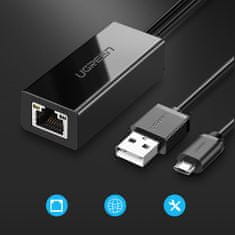 Ugreen zunanja micro USB 100Mbps omrežna kartica za Chromecast 1m črna (30985)