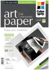 ColorWay papir za likanje/ za temno/ tekstil/ 120g/m2, A4/ 5 kosov
