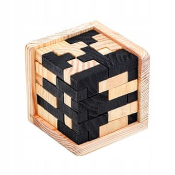 Northix IQ Lesena sestavljanka, 3D - kocka - Črna