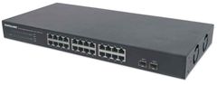 Intellinet Intellinet 24-Port Gigabit Ethernet Switch z 2 SFP, 10/100/1000 Mbps, Rackmount, Črn, Metalna Ohišja, Unmanaged