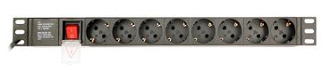 Gembird EnerGenie EG-PDU-014 Rack PDU z 8 Schuko vtičnicami, 1U, 16A, 3m kabel, črna barva, CE certifikat