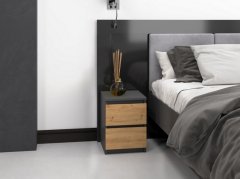 Topeshop TOH M2 ANTRACYT/ARTISAN nočna omarica z 2 predaloma, antracit/hrast
