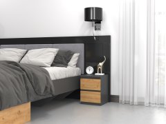 Topeshop TOH M2 ANTRACYT/ARTISAN nočna omarica z 2 predaloma, antracit/hrast