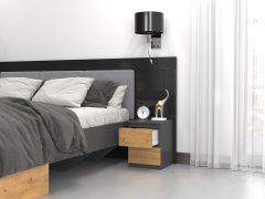 Topeshop TOH M2 ANTRACYT/ARTISAN nočna omarica z 2 predaloma, antracit/hrast