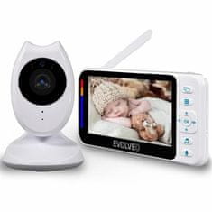 Evolveo Baby monitor N4, otroški monitor, prenos zvoka in slike, nočni način, spremljanje temperature, zaslon 4,3"