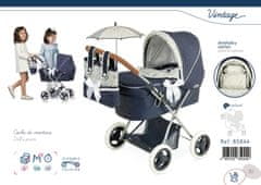 DeCuevas 85044 Vintage 2022 Zložljivi voziček za lutke s sončnikom in dodatki